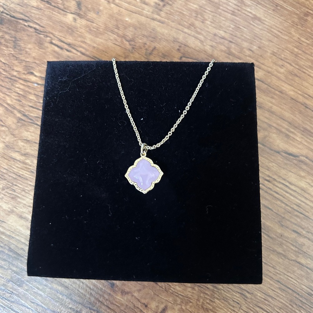 Kendra Scott Mallory Pendant Necklace Gold Lilac Purple Stone NWT